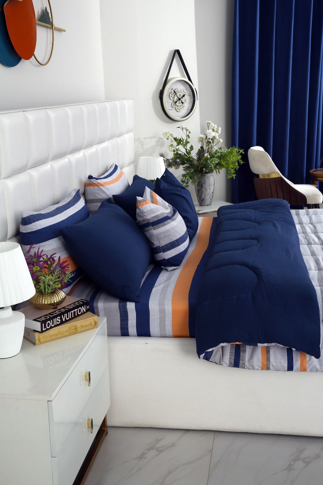 8 PCs Winter Comforter Set-Multi Bands Comforters Apricot