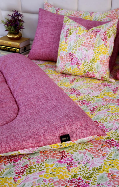 8 PCs Winter Comforter Set-Peace Lily Comforters Apricot