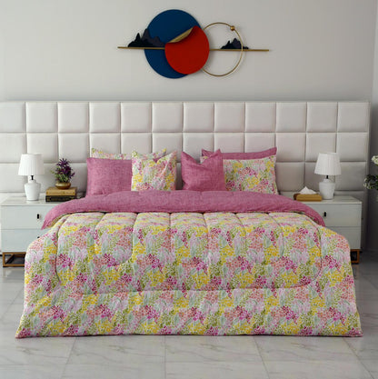 8 PCs Winter Comforter Set-Peace Lily Comforters Apricot