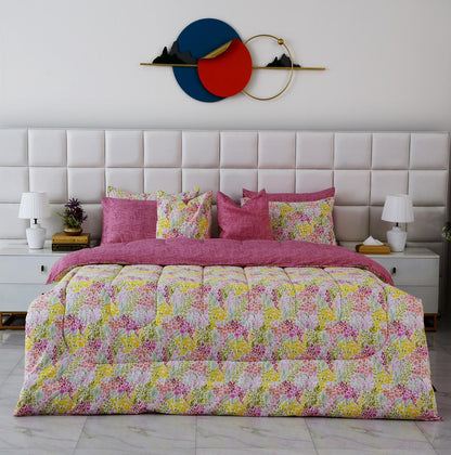 8 PCs Winter Comforter Set-Peace Lily Comforters Apricot