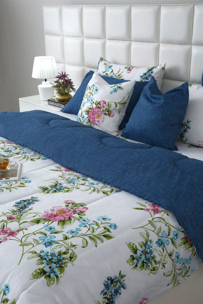 8 PCs Winter Comforter Set-Blue Lotus Comforters Apricot