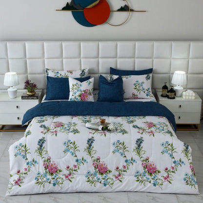 8 PCs Winter Comforter Set-Blue Lotus Comforters Apricot