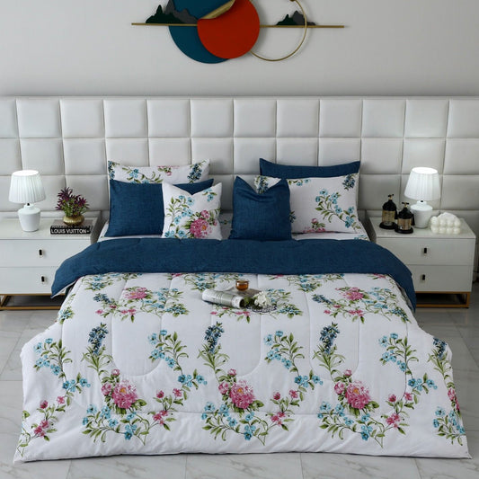 8 PCs Winter Comforter Set-Blue Lotus Comforters Apricot