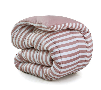 1 PC Double Winter Comforter-Pink Bold Stripes Comforters Apricot