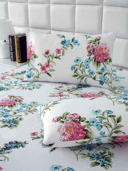 3 PCs Double Bed Sheet-Blue Lotus Bed Sheets Apricot