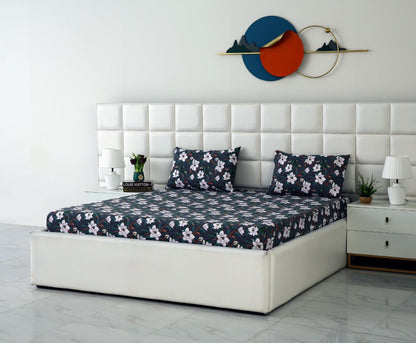 Fitted Bed Sheet-Snowy Petals Fitted Sheets Apricot