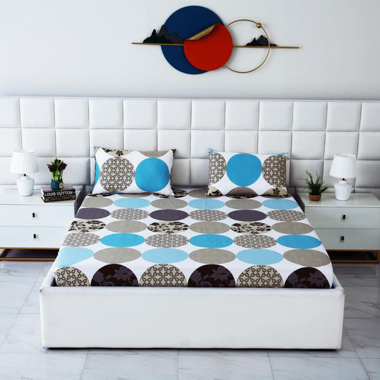 Fitted Bed Sheet-Abstract Circles Fitted Sheets Apricot