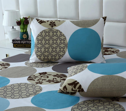 Fitted Bed Sheet-Abstract Circles Fitted Sheets Apricot