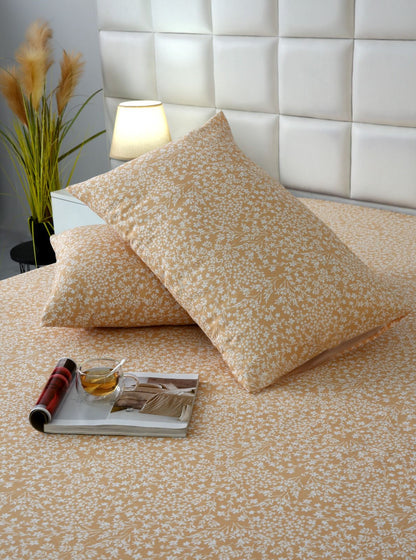 Fitted Bed Sheet-Beige Bloom Fitted Sheets Apricot