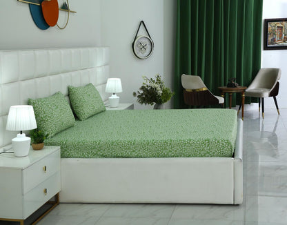 Fitted Bed Sheet-Green Bloom Fitted Sheets Apricot