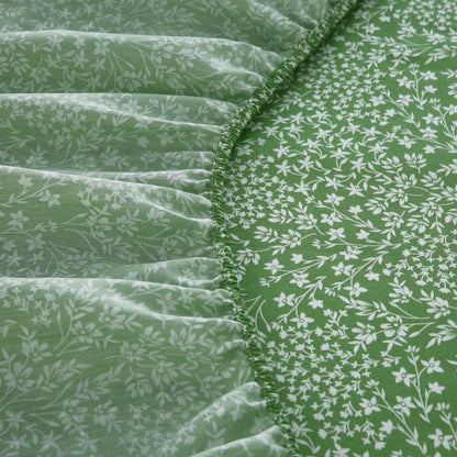 Fitted Bed Sheet-Green Bloom Fitted Sheets Apricot