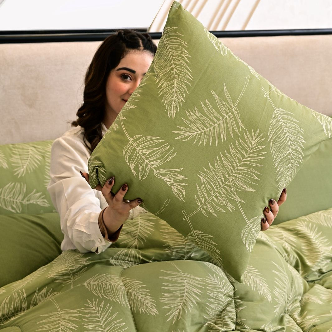 8 PCs Winter Comforter Set-Green Quill Comforters Apricot