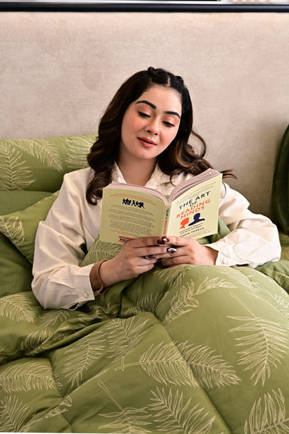 8 PCs Winter Comforter Set-Green Quill Comforters Apricot