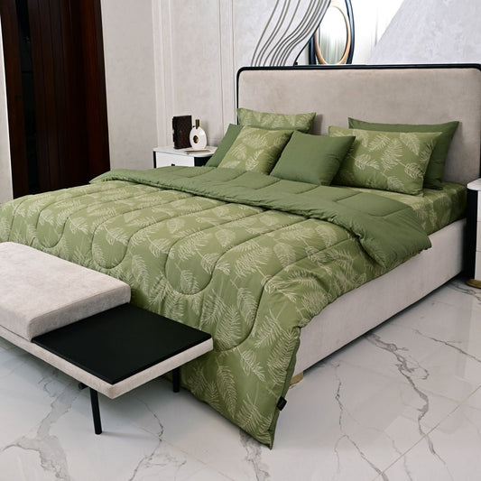 8 PCs Winter Comforter Set-Green Quill Comforters Apricot