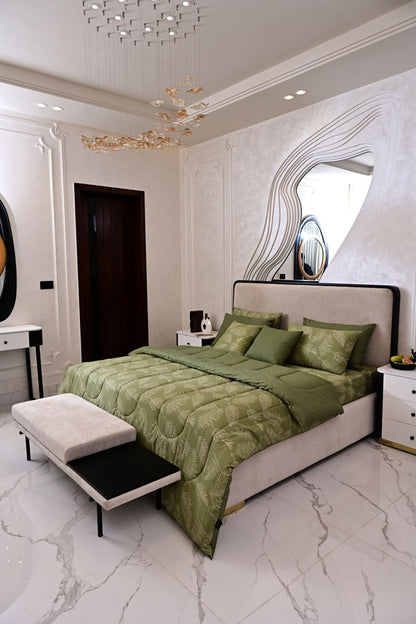 8 PCs Winter Comforter Set-Green Quill Comforters Apricot