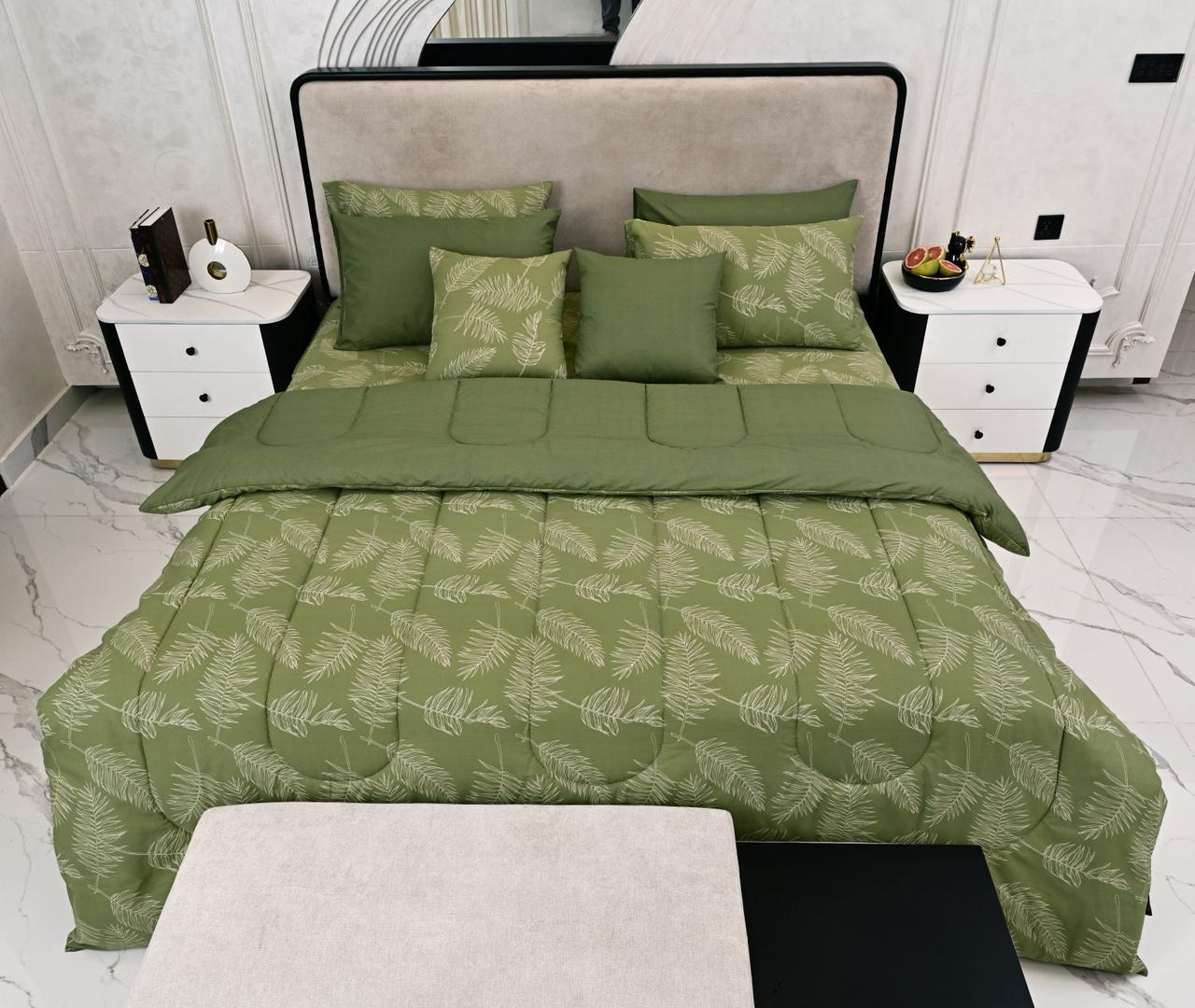 8 PCs Winter Comforter Set-Green Quill Comforters Apricot