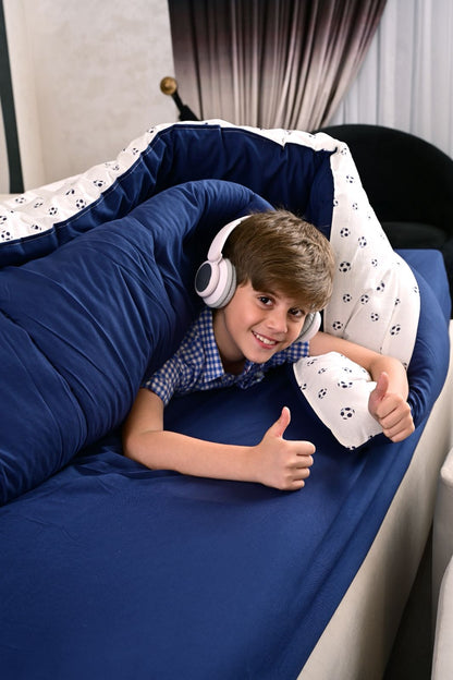 5 PCs Single Kids Comforter Set-FootBall Comforters Apricot