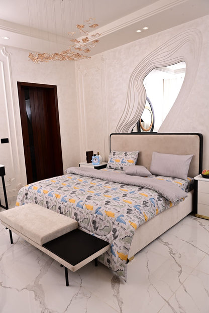 5 PCs Single Kids Comforter Set-Stegosaur Comforters Apricot