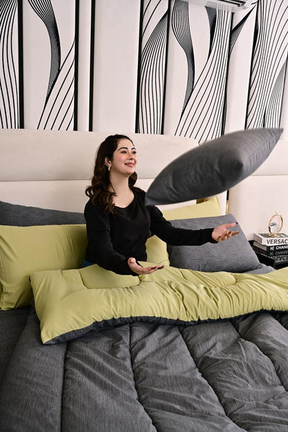 5 PCs Single Comforter Set-Moss Whisper Comforters Apricot
