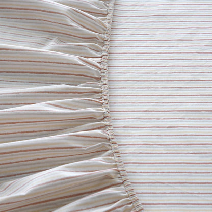 Fitted Bed Sheet-Pastel Stripes Fitted Sheets Apricot