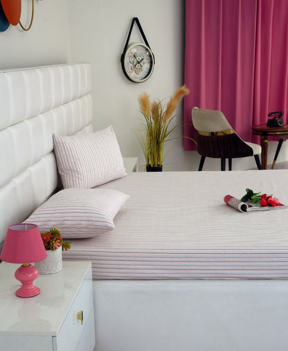 Fitted Bed Sheet-Pastel Stripes Fitted Sheets Apricot
