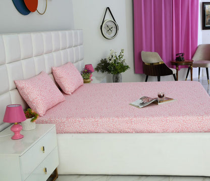 Fitted Bed Sheet-Pink Bloom Fitted Sheets Apricot
