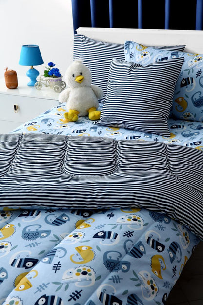 5 PCs Single Kids Comforter Set-Monster Party Comforters Apricot