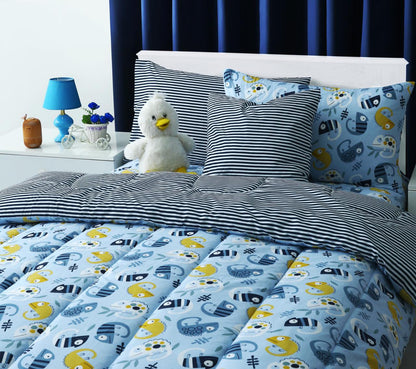 5 PCs Single Kids Comforter Set-Monster Party Comforters Apricot