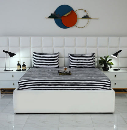 Fitted Bed Sheet-Black Bands Fitted Sheets Apricot