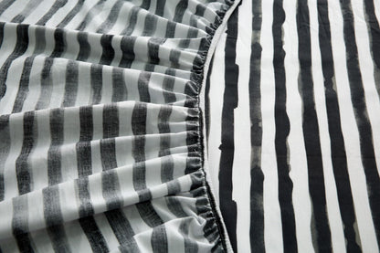 Fitted Bed Sheet-Black Bands Fitted Sheets Apricot