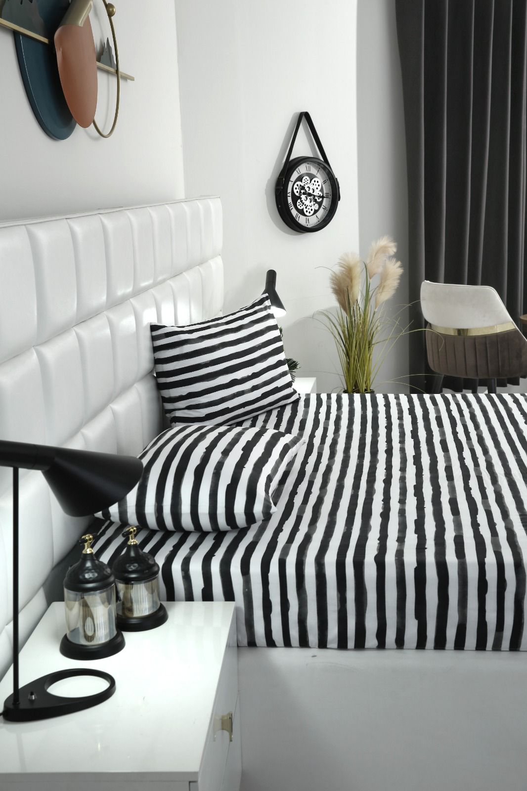 Fitted Bed Sheet-Black Bands Fitted Sheets Apricot