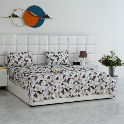 3 PCs Double Bed Sheet-DB204 Bed Sheets Apricot