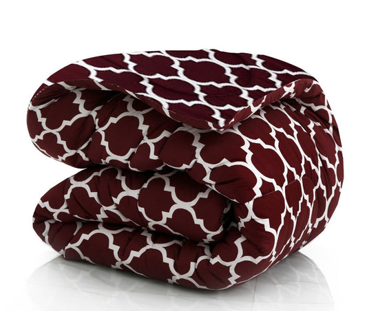 1 PC Double Winter Comforter-Plum Geometric Comforters Apricot