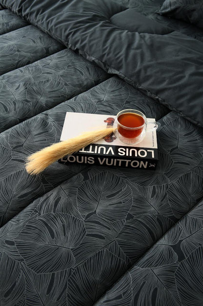 8 PCs Winter Comforter Set-Ash Grey Comforters Apricot