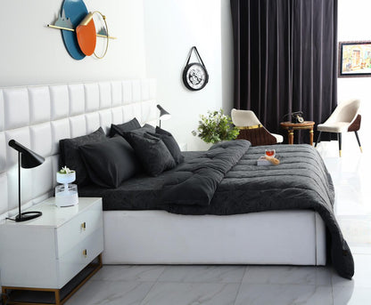 8 PCs Winter Comforter Set-Ash Grey Comforters Apricot