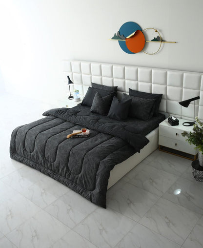 8 PCs Winter Comforter Set-Ash Grey Comforters Apricot