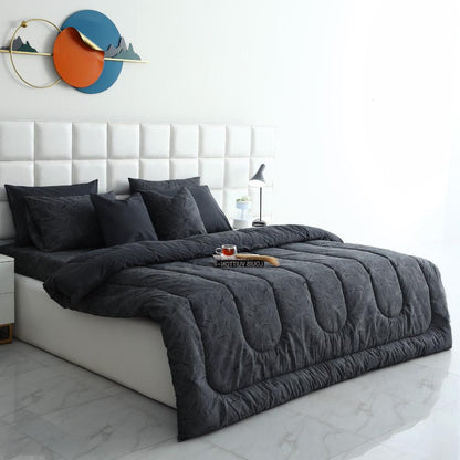 8 PCs Winter Comforter Set-Ash Grey Comforters Apricot