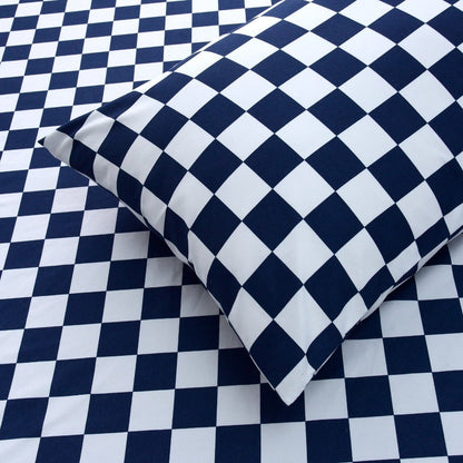 Fitted Bed Sheet-Blue Chess Fitted Sheets Apricot