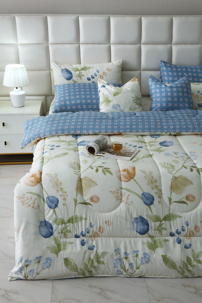 5 PCs Single Comforter Set-Water Lily Comforters Apricot