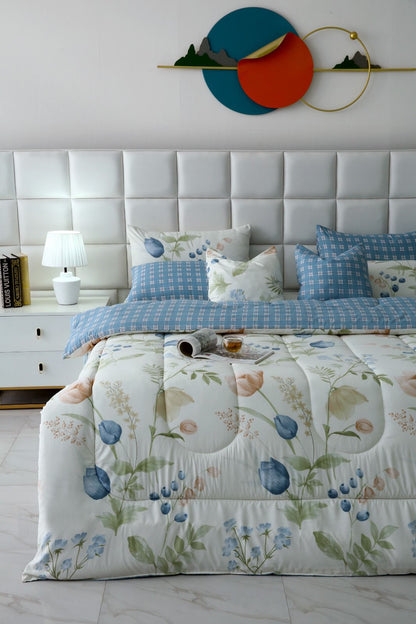 8 PCs Winter Comforter Set-Water Lily Comforters Apricot