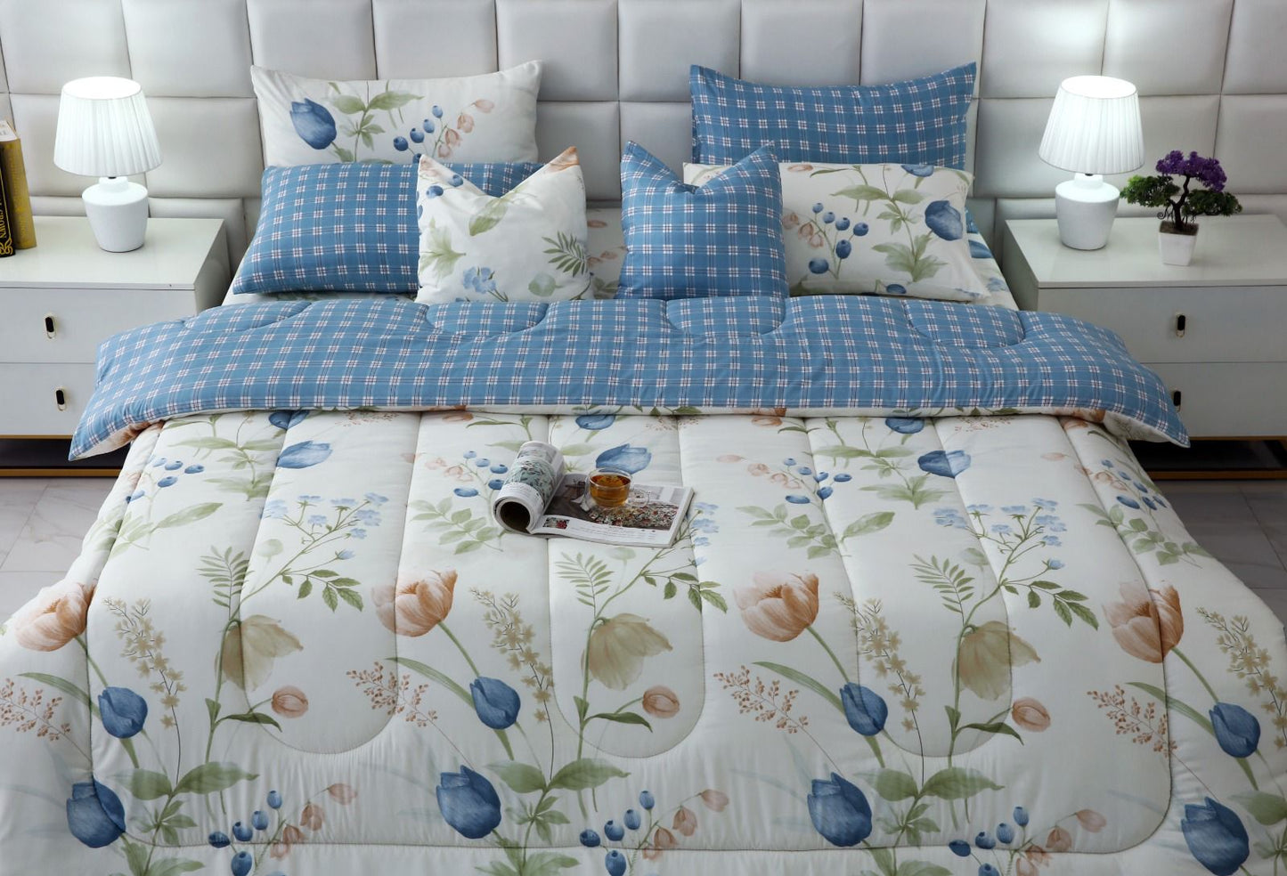 8 PCs Winter Comforter Set-Water Lily Comforters Apricot
