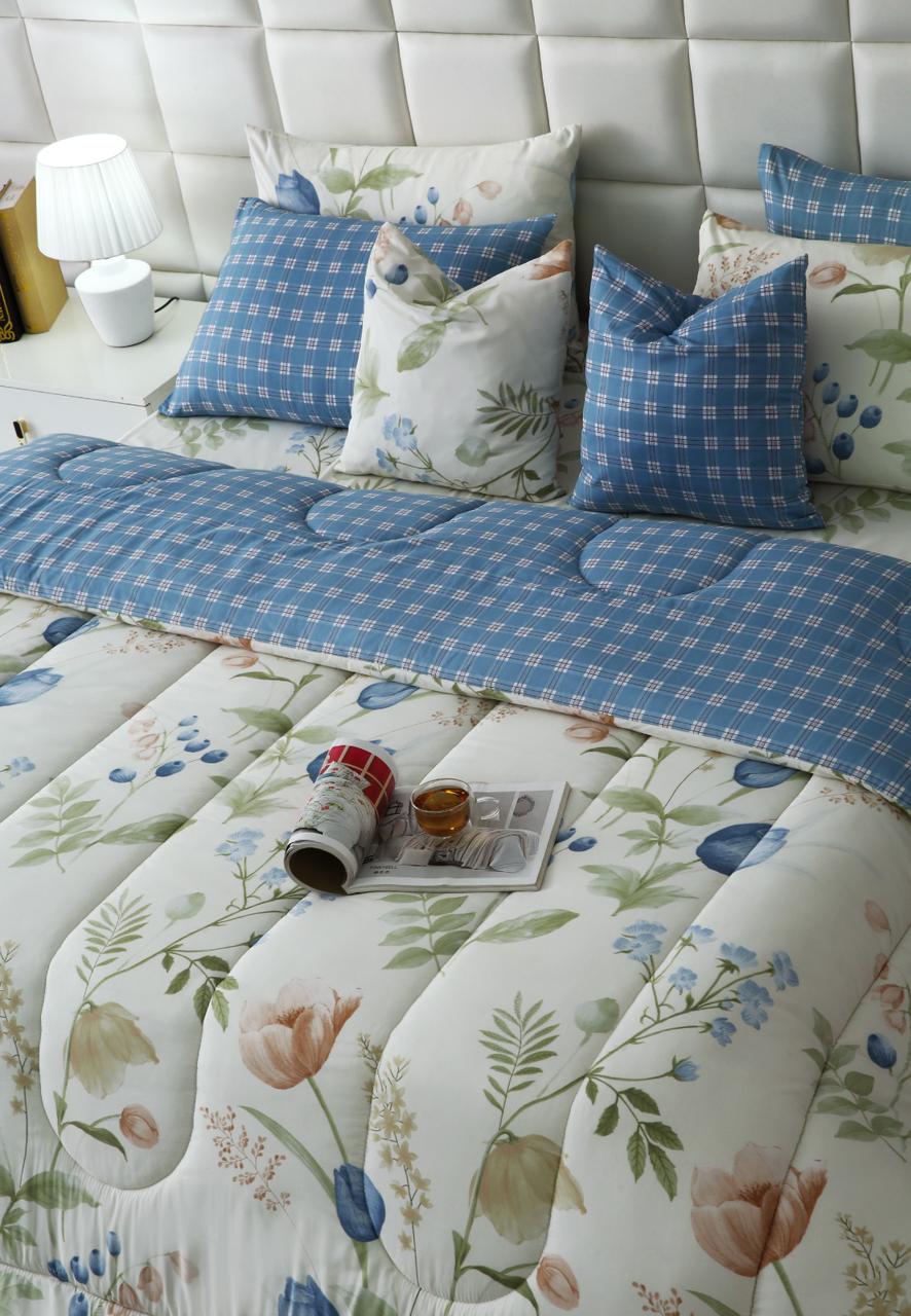 8 PCs Winter Comforter Set-Water Lily Comforters Apricot