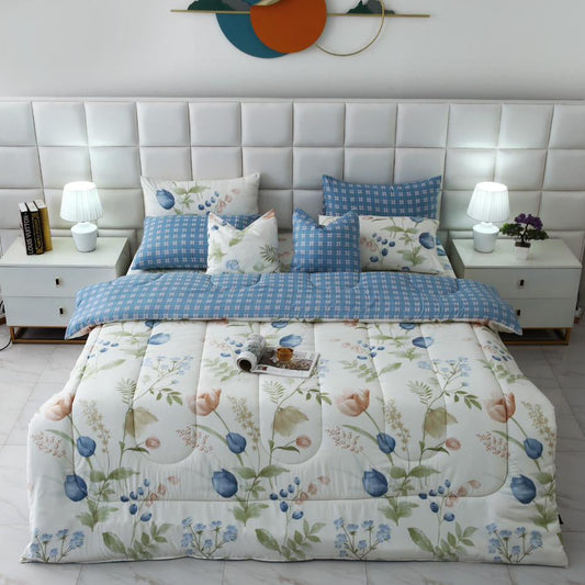 8 PCs Winter Comforter Set-Water Lily Comforters Apricot