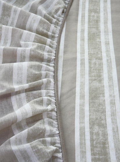 Fitted Bed Sheet-Fawn Stripes Fitted Sheets Apricot