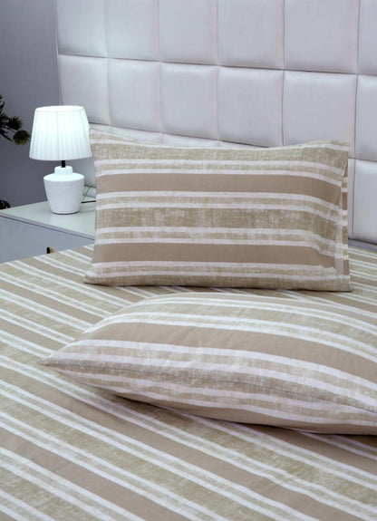 Fitted Bed Sheet-Fawn Stripes Fitted Sheets Apricot