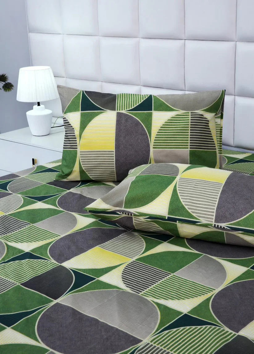 3 PCs Double Bed Sheet-Neo Abstract BED SHEET Apricot