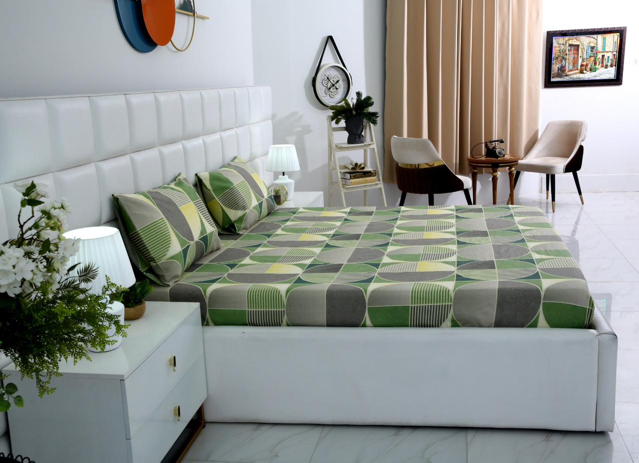 Fitted Bed Sheet-Neo Abstract Fitted Sheets Apricot