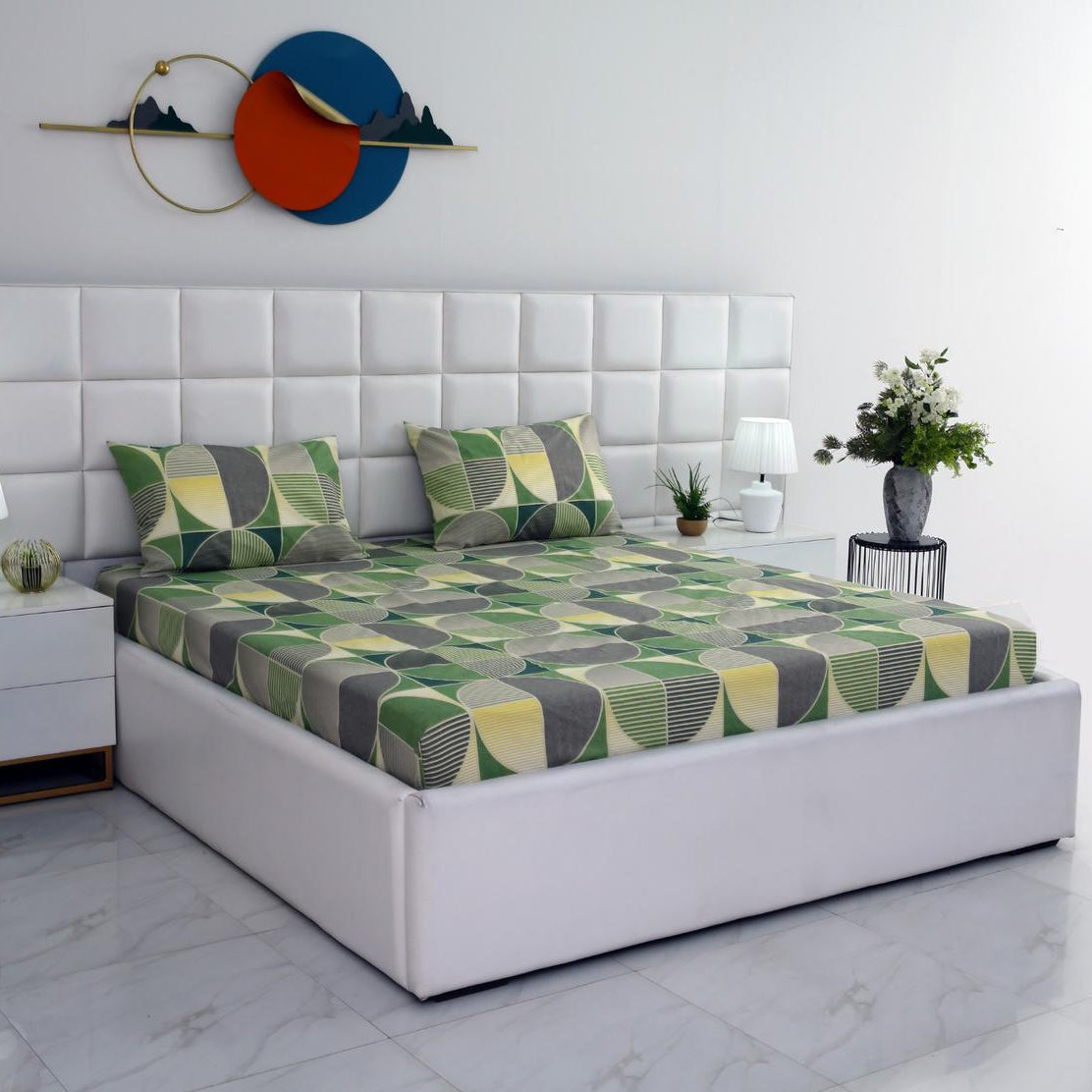 Fitted Bed Sheet-Neo Abstract Fitted Sheets Apricot