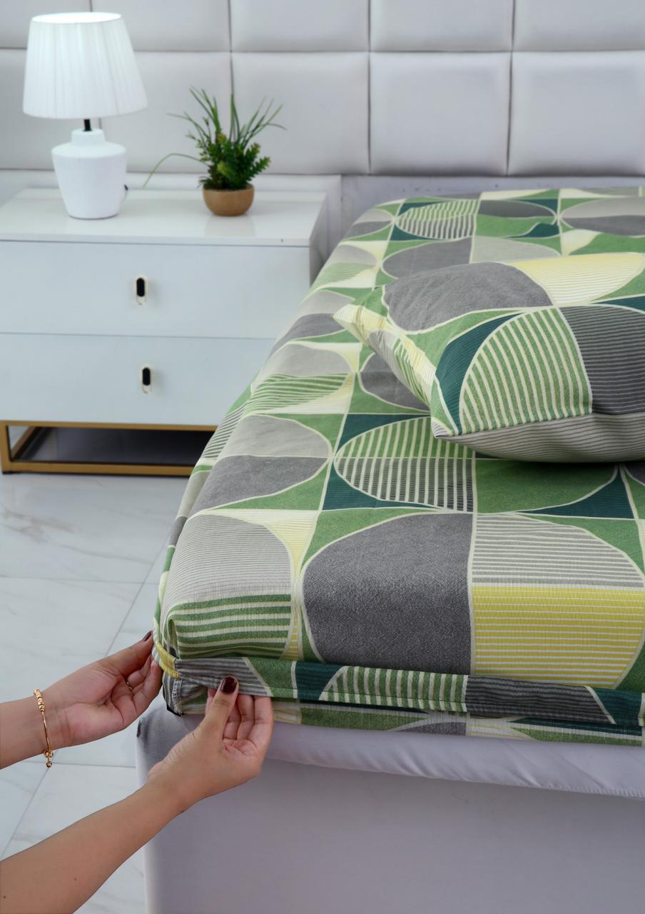 Fitted Bed Sheet-Neo Abstract Fitted Sheets Apricot