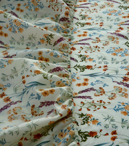 Fitted Bed Sheet-Botanical Charm Fitted Sheets Apricot